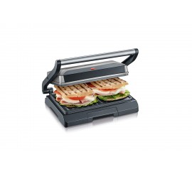 Severin KG 2394 Grill multi-fonctions compact, Panini, sandwich, 800 W, Gris Métallisé/Noir, marque Allemande