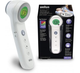 Braun Thermomètre Sans Contact + Contact Avec Technologie Age Precision, BNT400WE