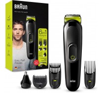 Braun Tondeuse 6-En-1 Tout-En-Un MGK3221, Tondeuse Barbe Et Cheveux, Tondeuse Nez Et Oreilles, Noir/Vert